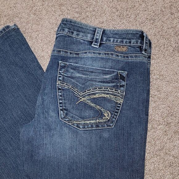 Silver Western Glove Works Lola Stretch Flare Thick Stitch Jeans Plus Size 34 - Picture 2 of 6